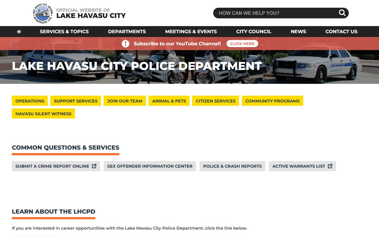 Lake Havasu City Police Department website