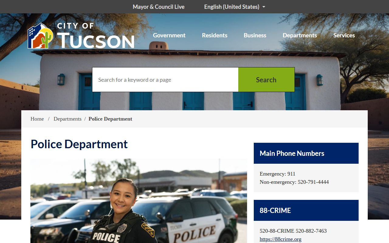 Tucson Police Department main website
