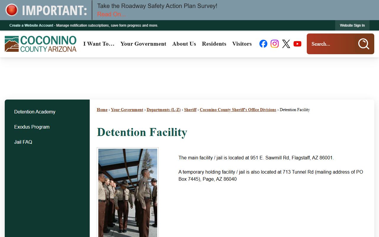Coconino County Detention Facility information page