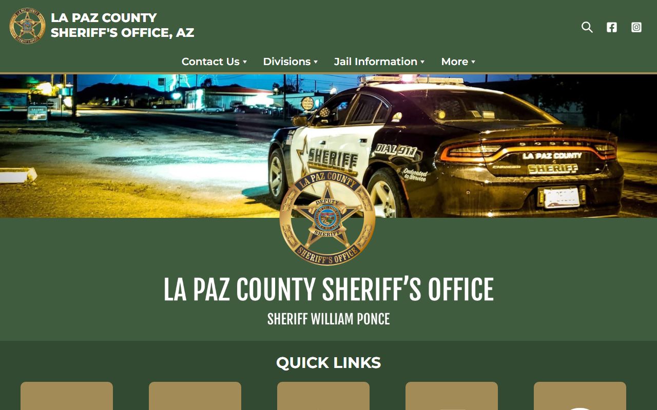 La Paz County Sheriff website homepage