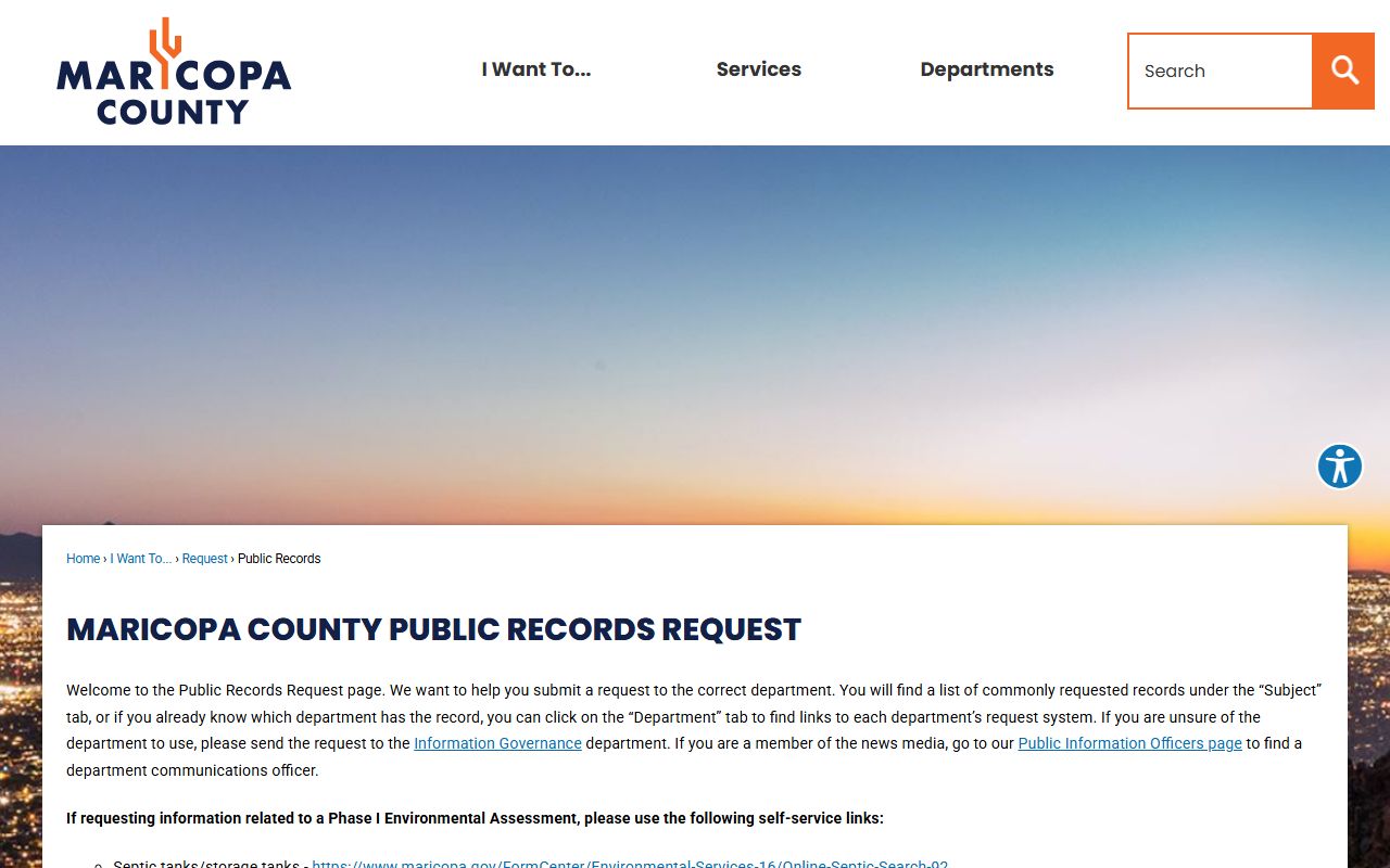 Maricopa County public records information page