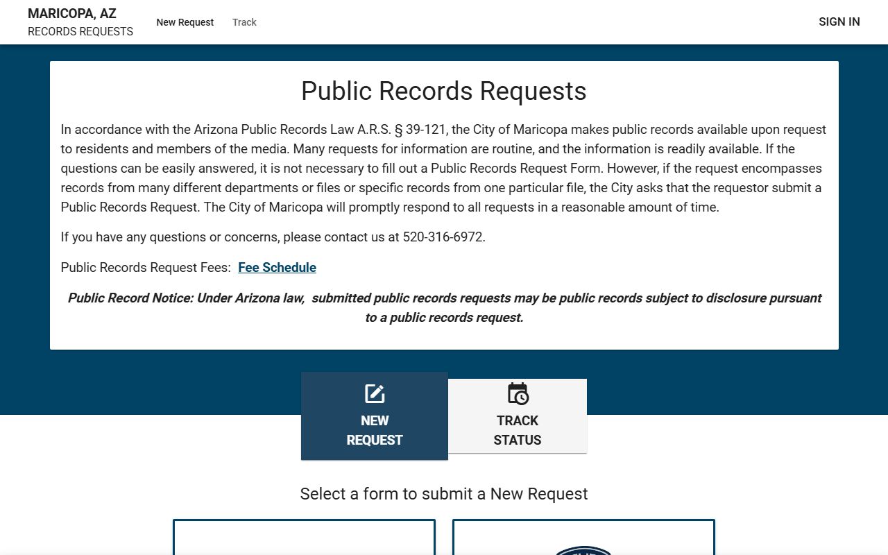 Maricopa Police JustFOIA records request portal
