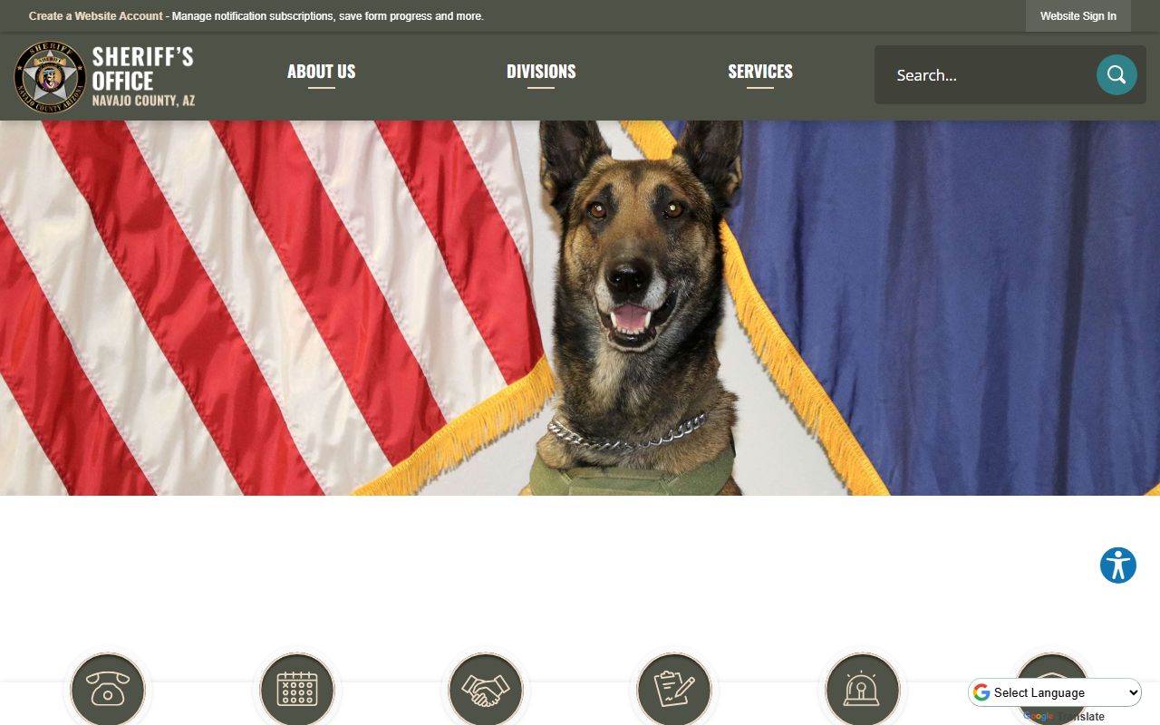 Navajo County Sheriff website for police blotter information